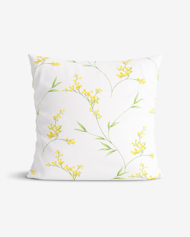 Dekorativer Kissenbezug - Mimosenblüten