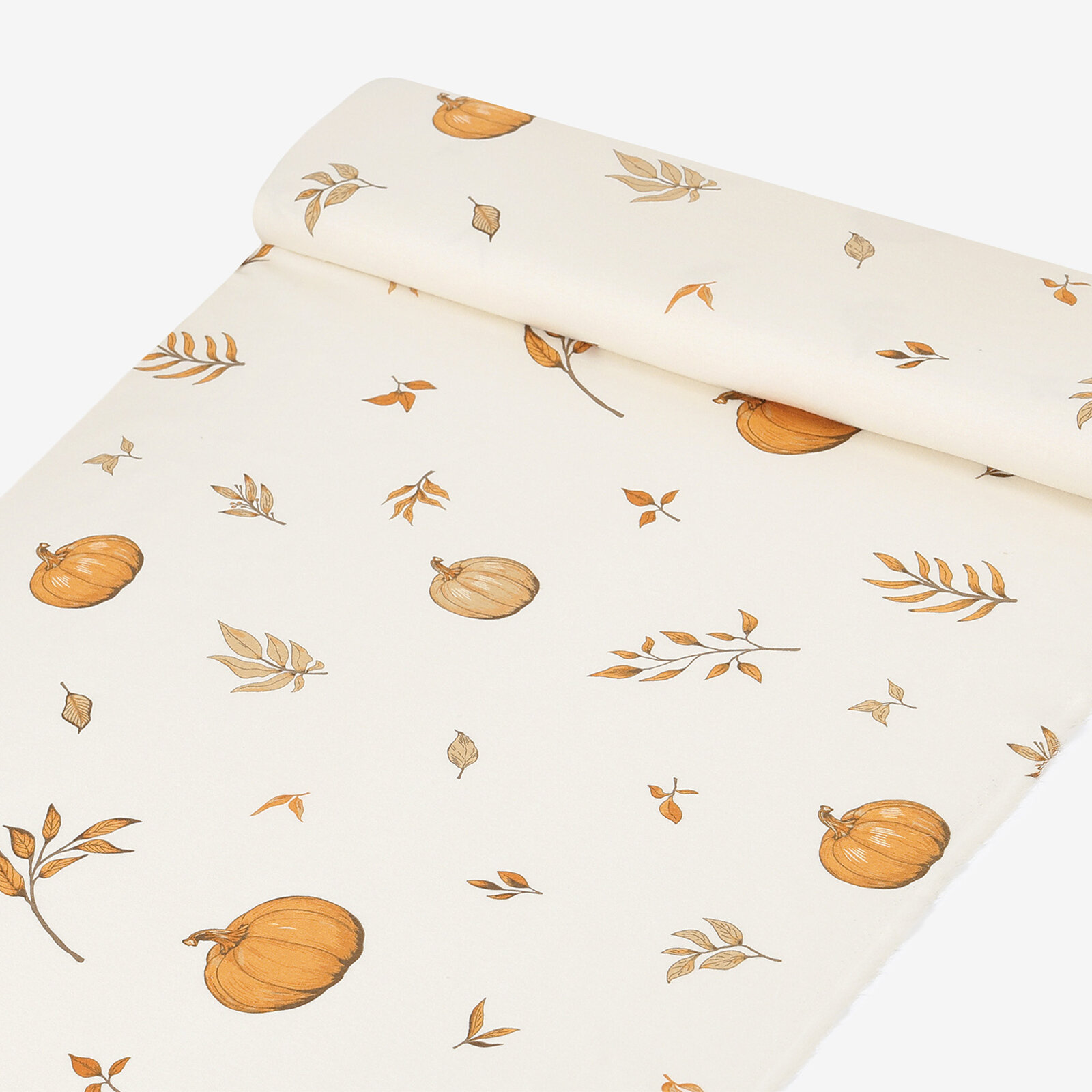 Flanellstoff - Herbstkürbisse und Blätter