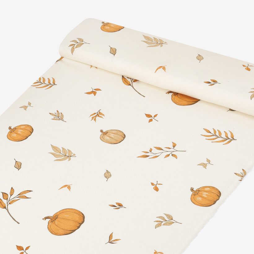 Flanellstoff - Herbstkürbisse und Blätter