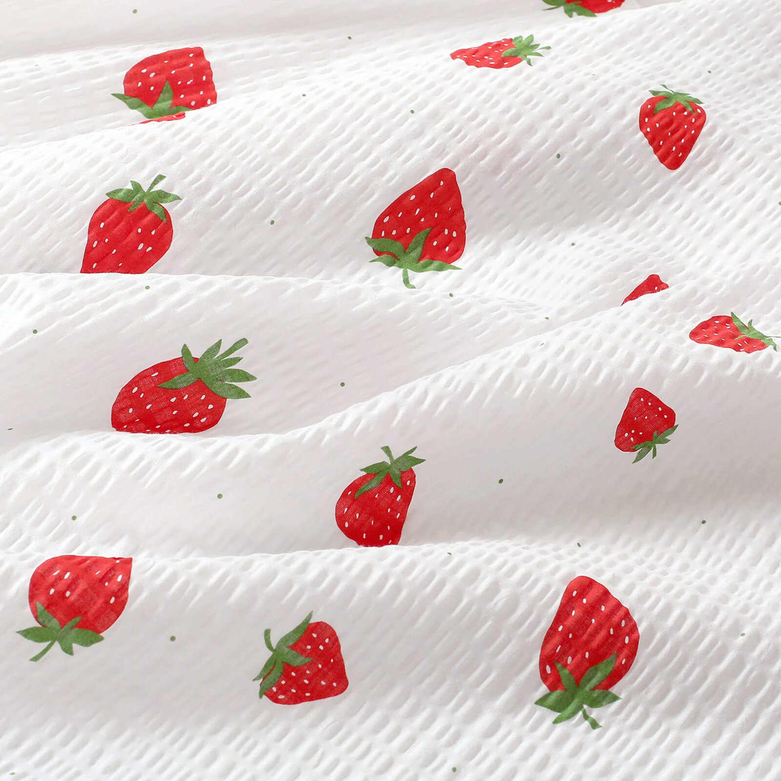 Seersucker-Kissenbezug - frische Erdbeeren