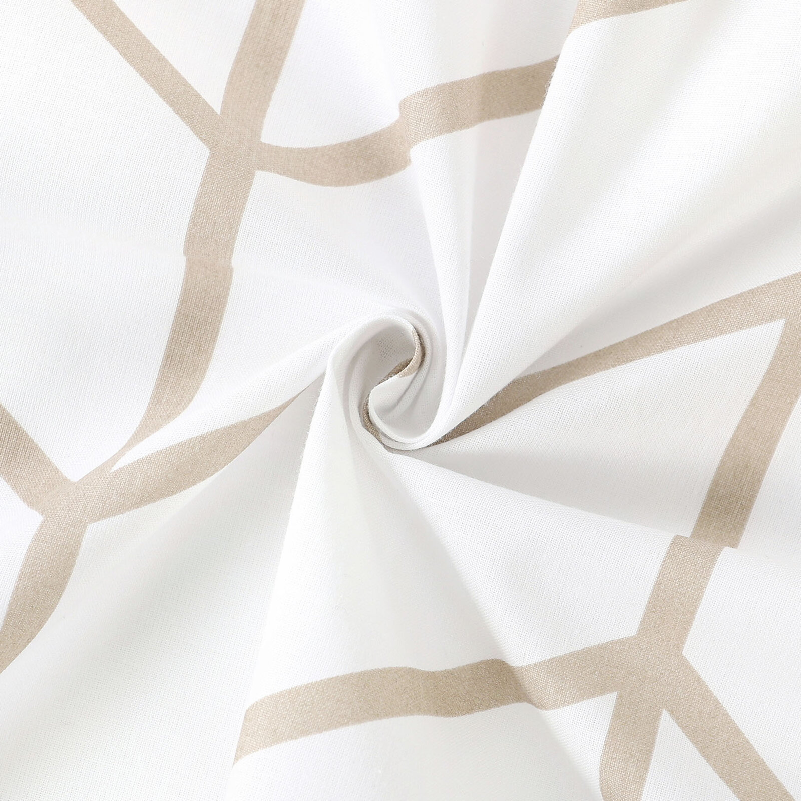 Baumwollstoff - Beiger Zickzack auf Weiß