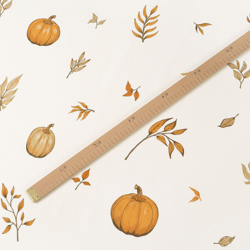 Flanellstoff - Herbstkürbisse und Blätter