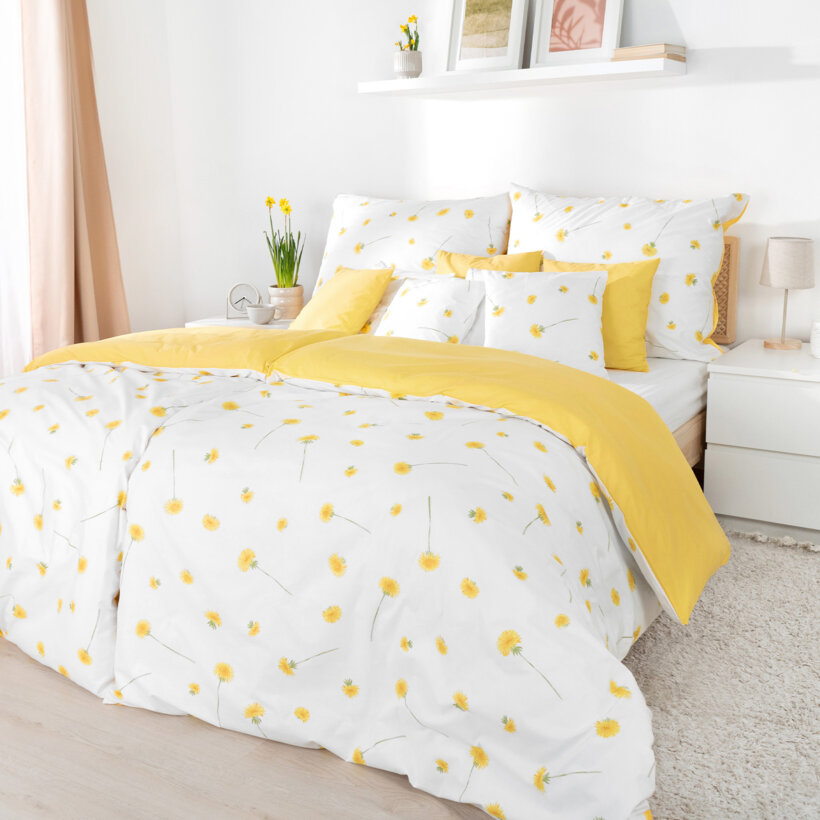 Bettwäsche aus Baumwolle Duo - Löwenzahn mit gelb