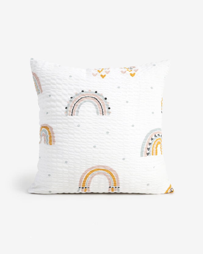 Kinder-Seersucker-Kissenbezug - gemalte Regenbögen