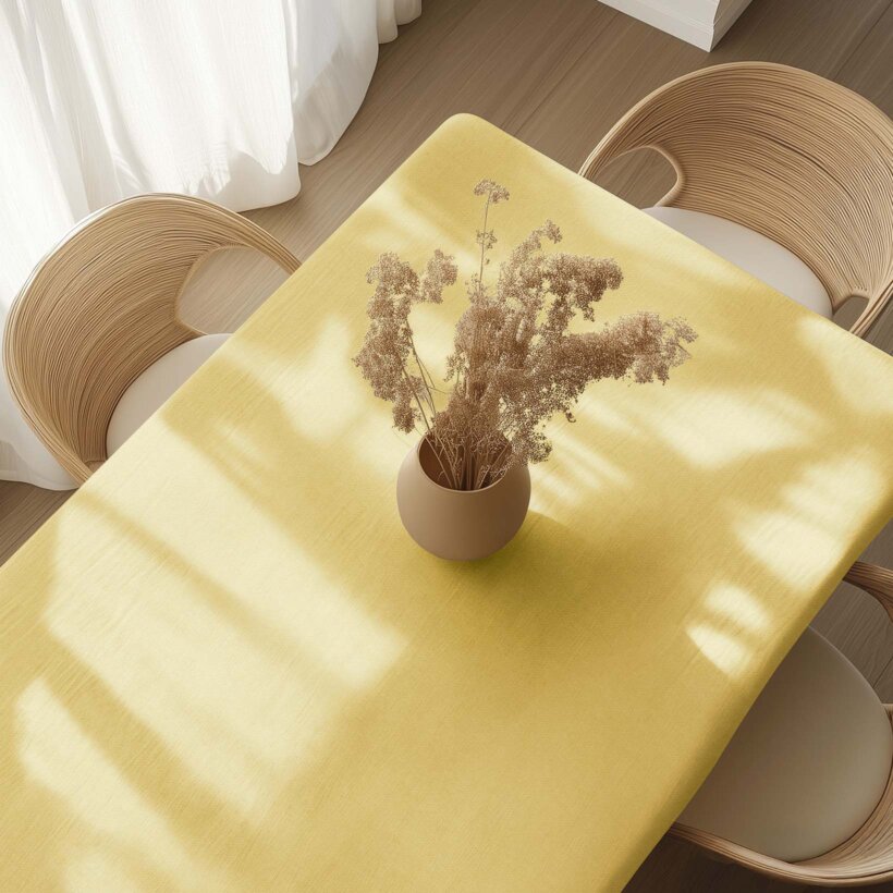 Quadratische Tischdecke aus Leinenmischung - gelb