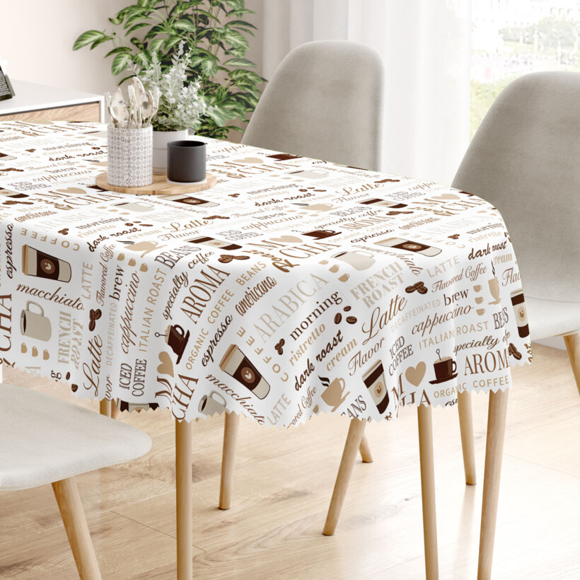 Ovale Tischdecke Teflon - Kaffee Menü