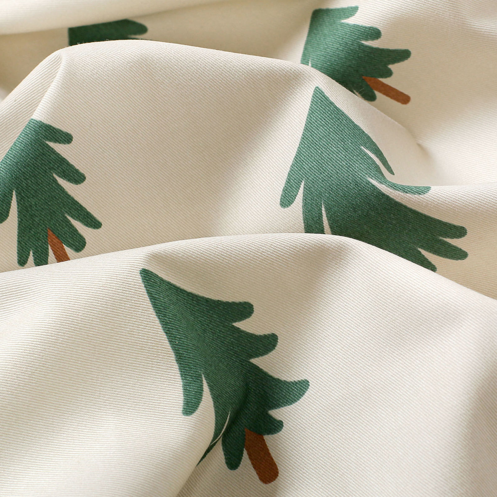 Weihnachtliche eckige Tischdecke 100% Baumwollköper - Bäumchen auf natur