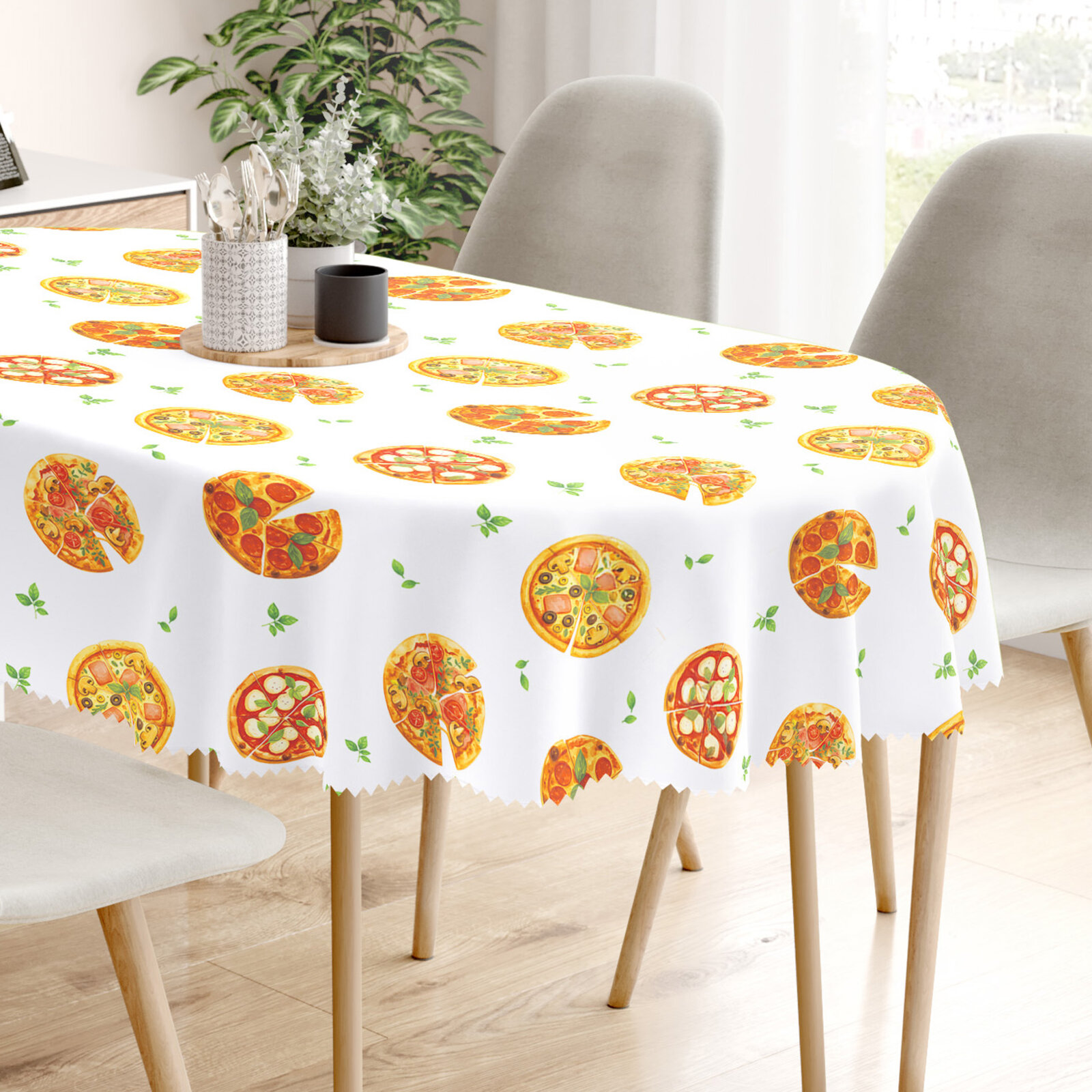 Ovale Tischdecke Teflon - köstliche Pizza