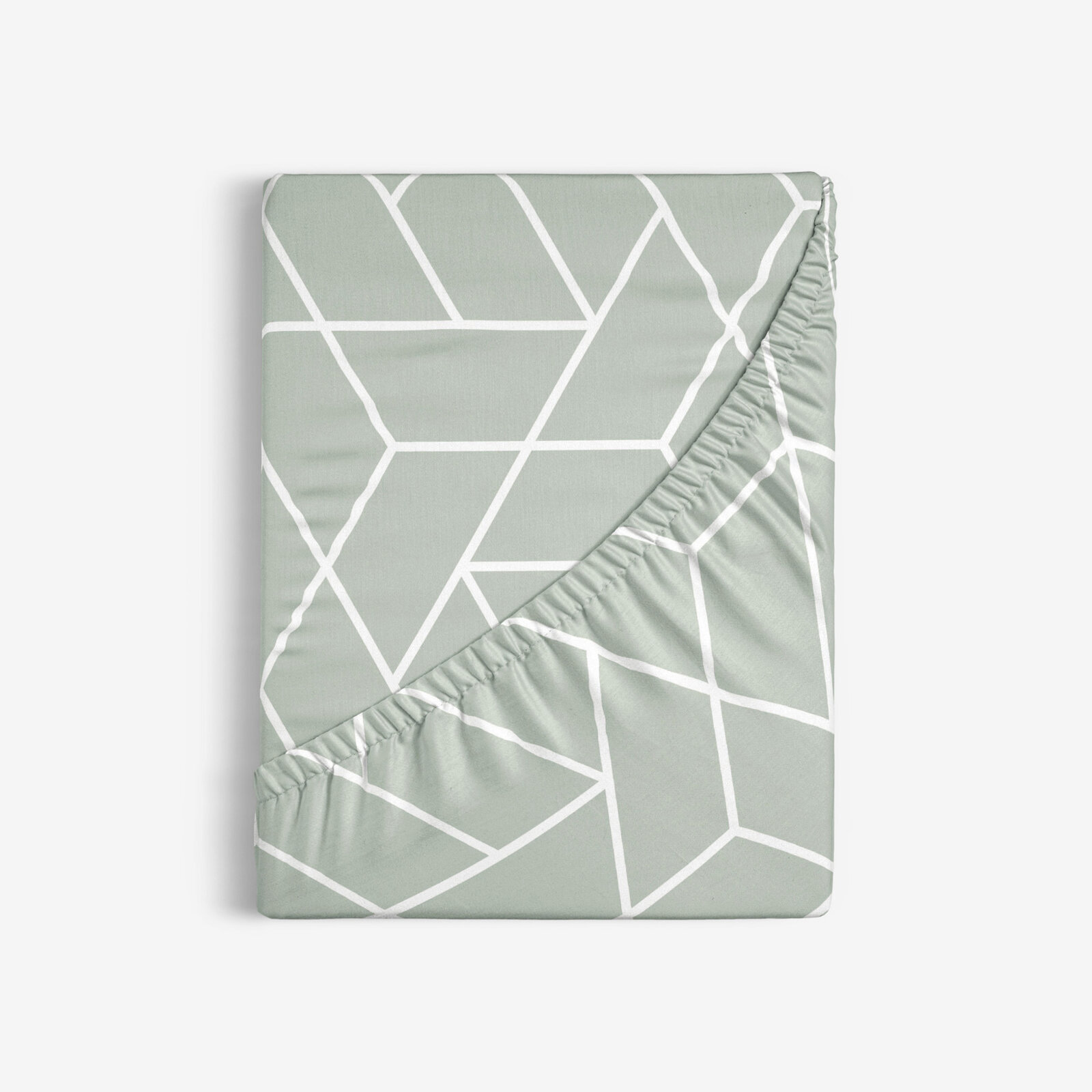 Spannbettlaken aus Baumwolle - Mosaik auf Salbeigrün