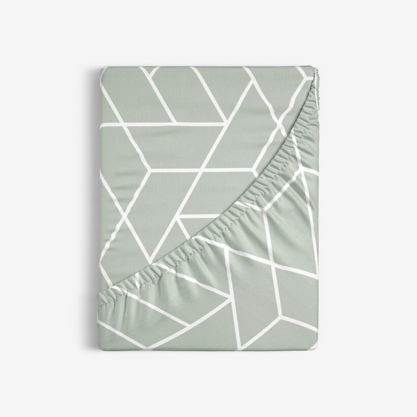 Spannbettlaken aus Baumwolle - Mosaik auf Salbeigrün