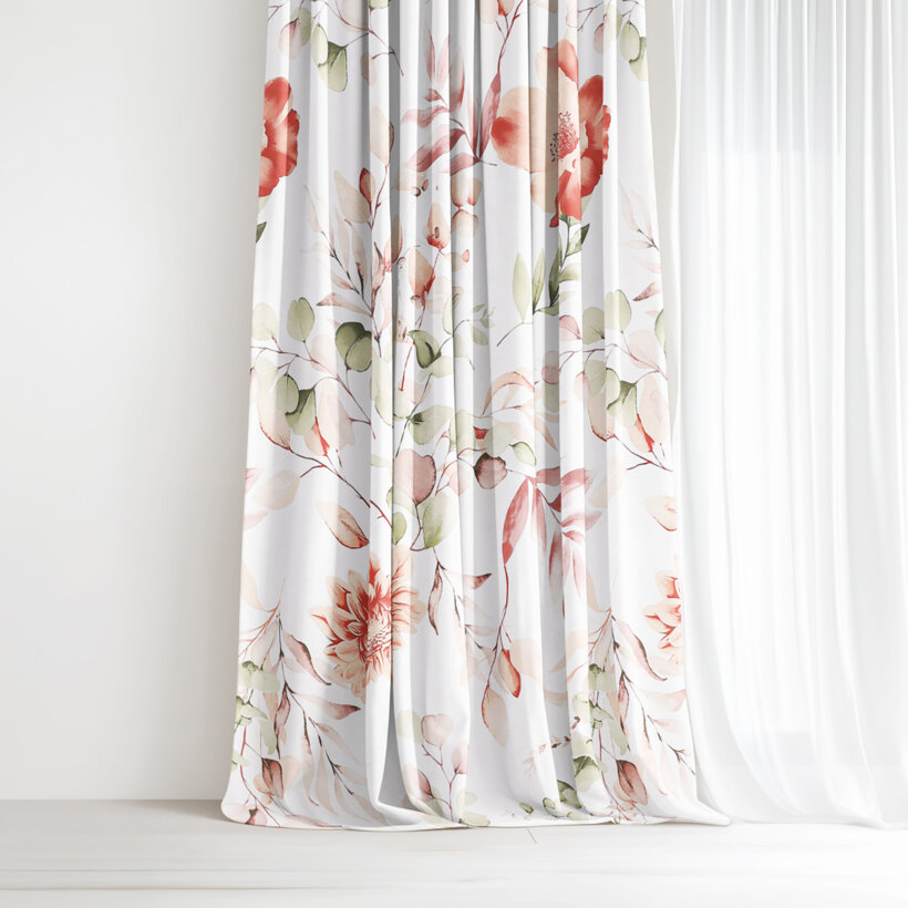 Vorhang aus Baumwolle Deluxe - aquarelle Blumen