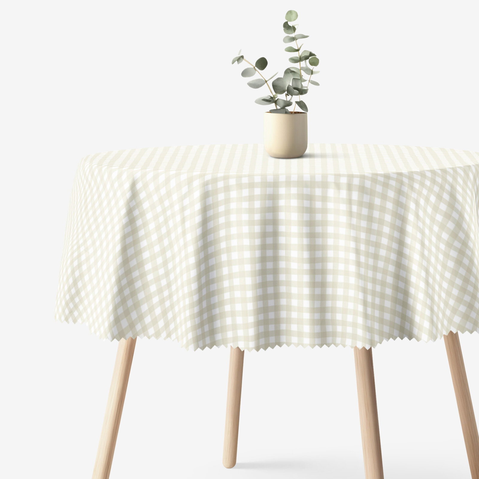 Runde Tischdecke Teflon - beige Würfel