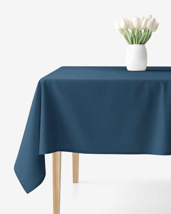 Eckige Tischdecke 100% Baumwolle - marineblau