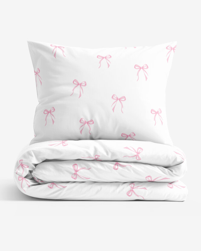 Bettwäsche aus Baumwolle - rosa Schleifen