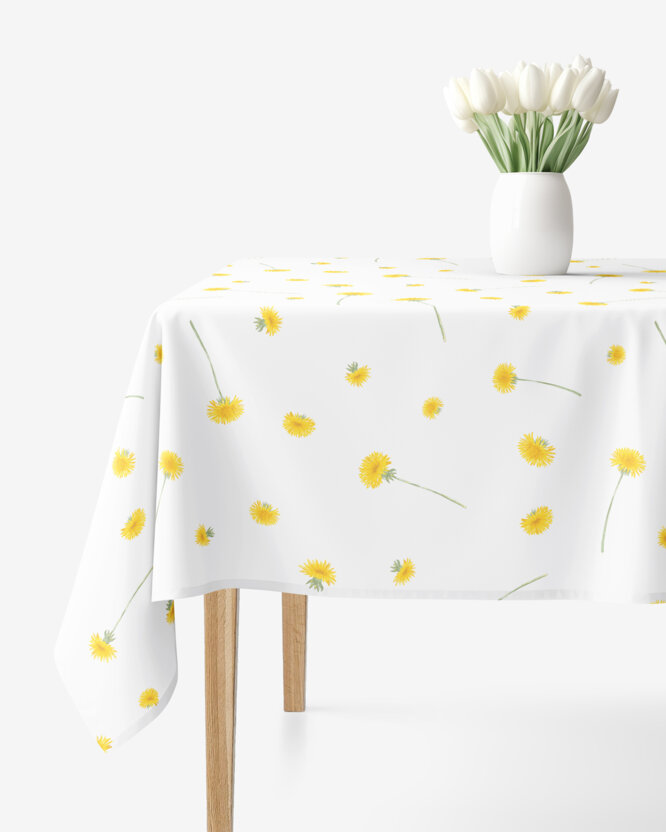 Eckige Tischdecke 100% Baumwolle - Löwenzahn