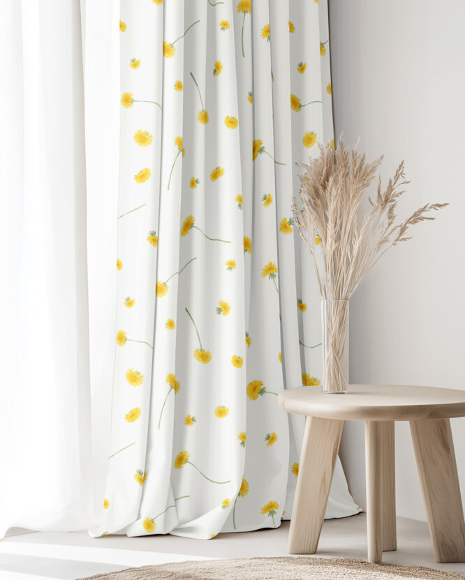 Vorhang aus Baumwolle - Löwenzahn