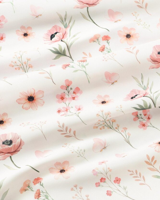 Teflonstoff für Tischdecken - Rosa Blümchen