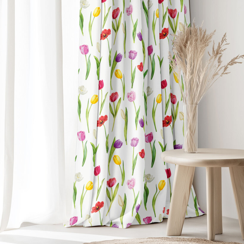 Dekorativer Vorhang – Bunte Tulpen