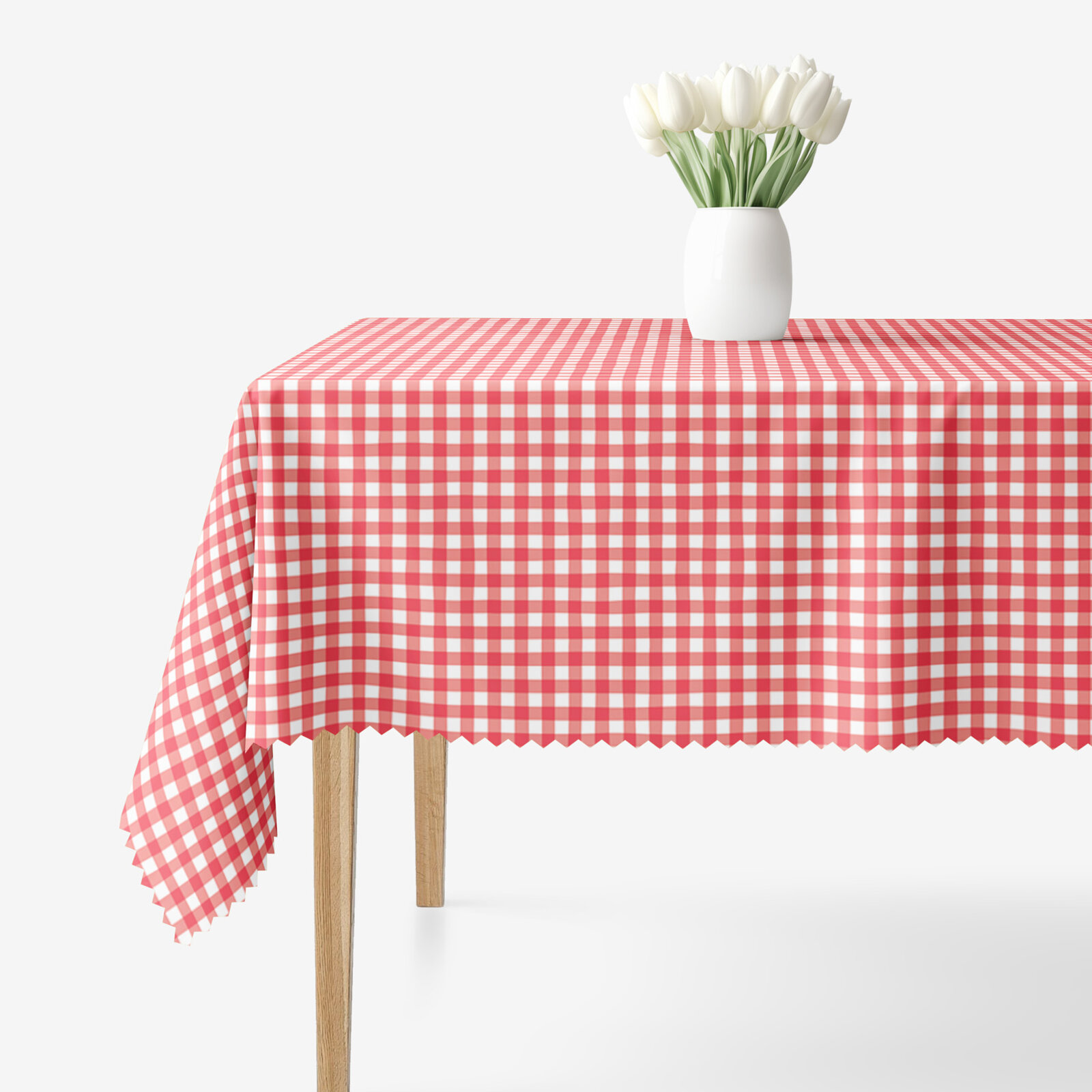 Eckige Tischdecke Teflon - rote Würfel