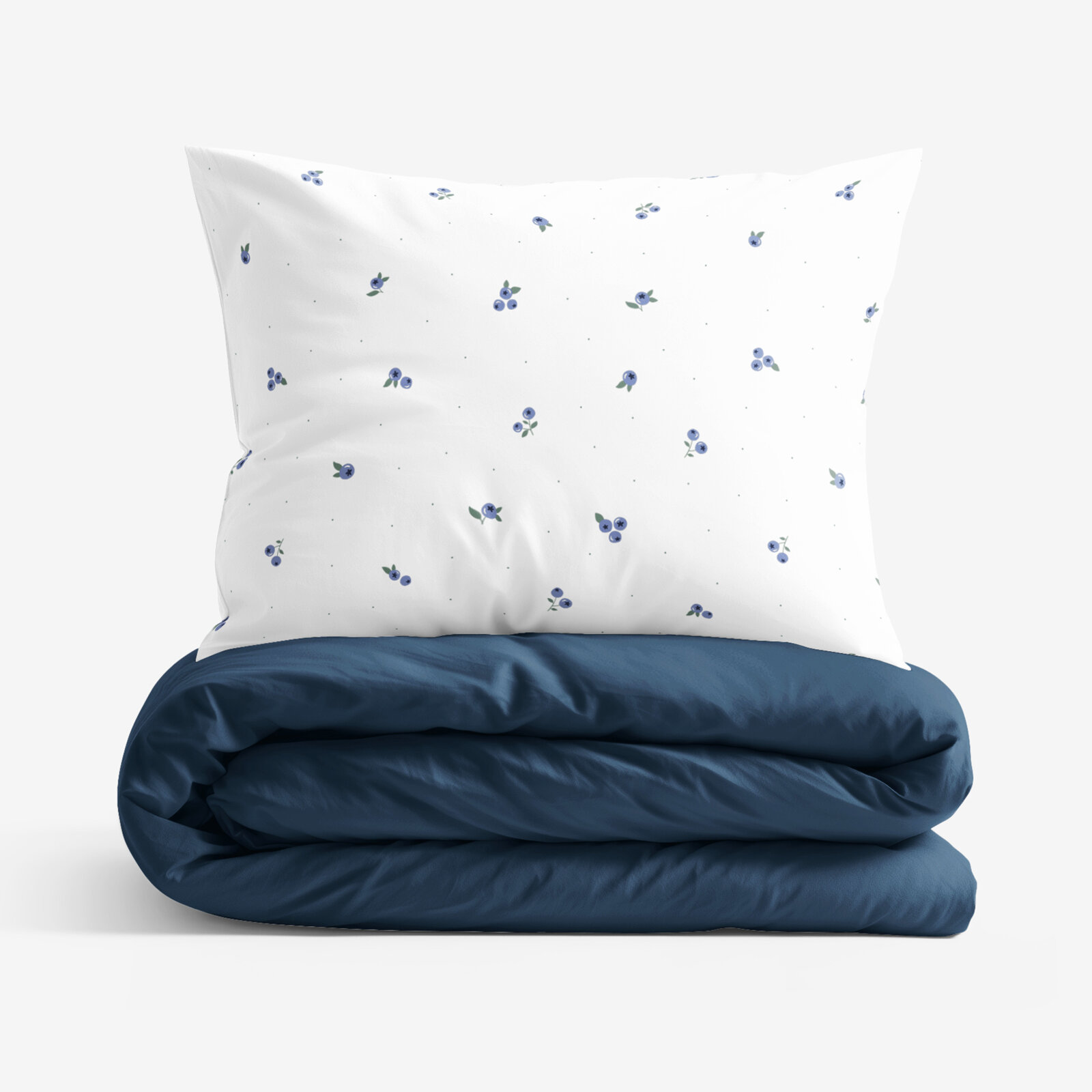 Bettwäsche aus Baumwolle Duo - Heidelbeeren mit marineblau