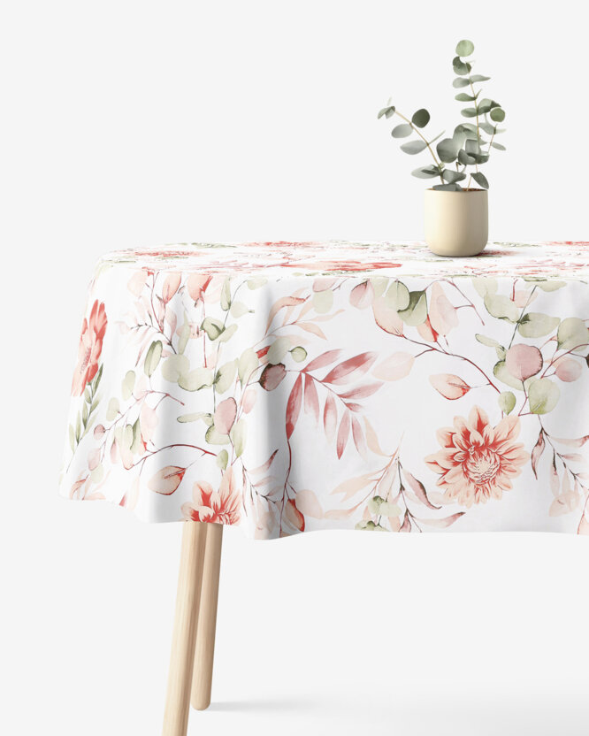 Ovale Tischdecke aus 100% Baumwolle Deluxe - aquarelle Blumen