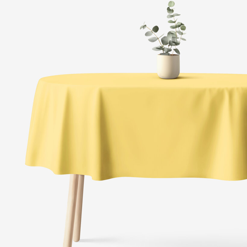 Ovale Tischdecke aus 100% Baumwolle - gelb