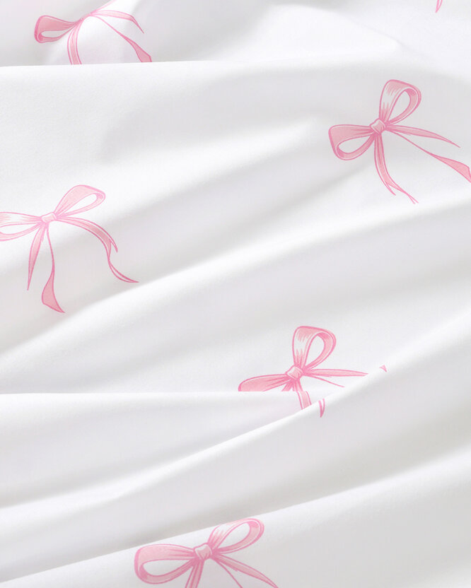 Spannbettlaken aus Baumwolle - rosa Schleifen