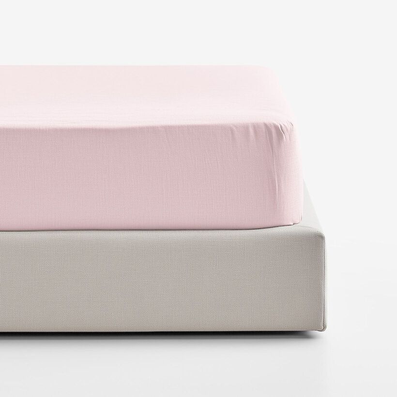 Spannbettlaken aus Leinenmischung - puderrosa