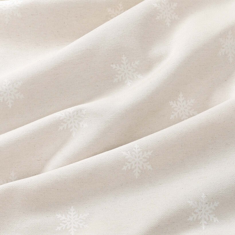 Weihnachtliche eckige Tischdecke Natura - Schneeflocken auf natürlichem