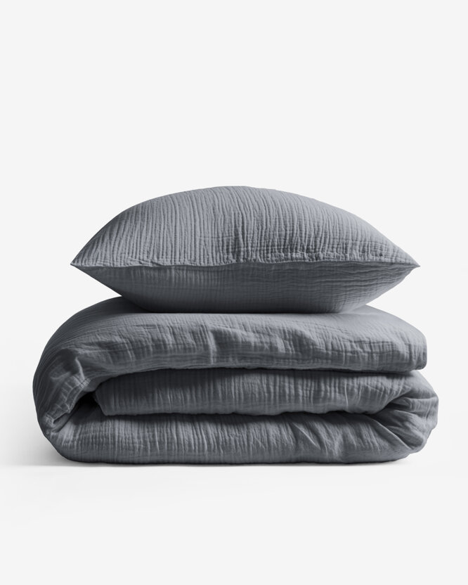 Musselin-Bettwäsche – anthrazit