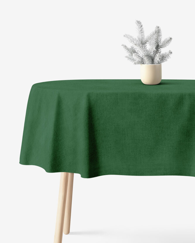 Weihnachtliche ovale Tischdecke Malaga - dunkelgrün