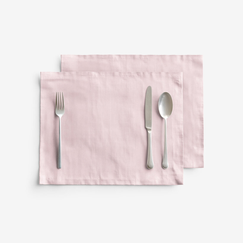 Tischset aus Leinenmischung - puderrosa - 2 Stück Set