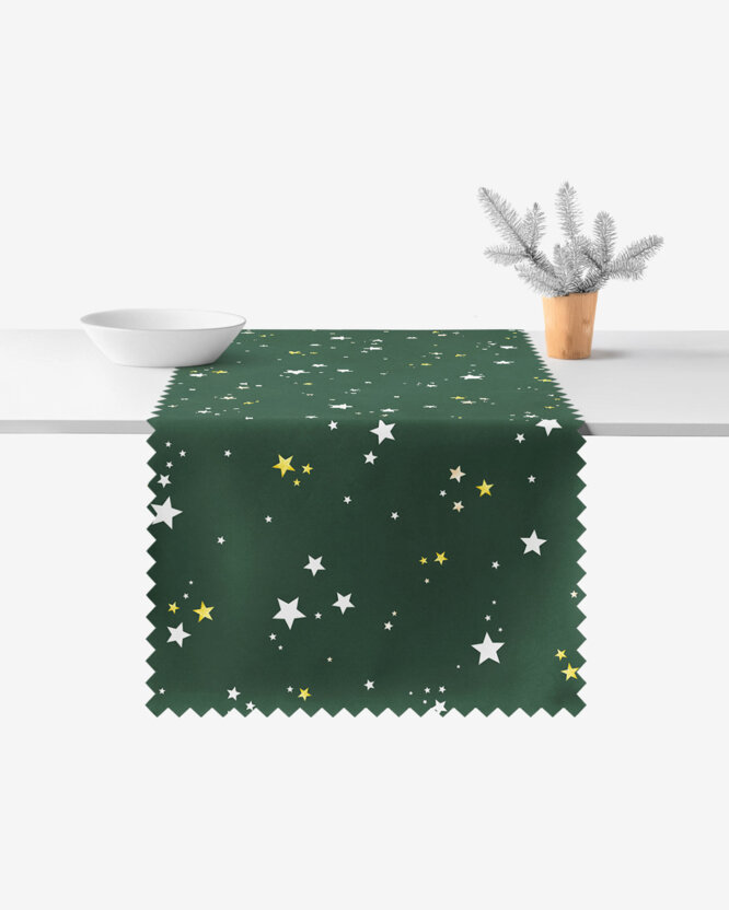 Weihnachtlicher Teflon-Tischläufer - Sterne auf Grün