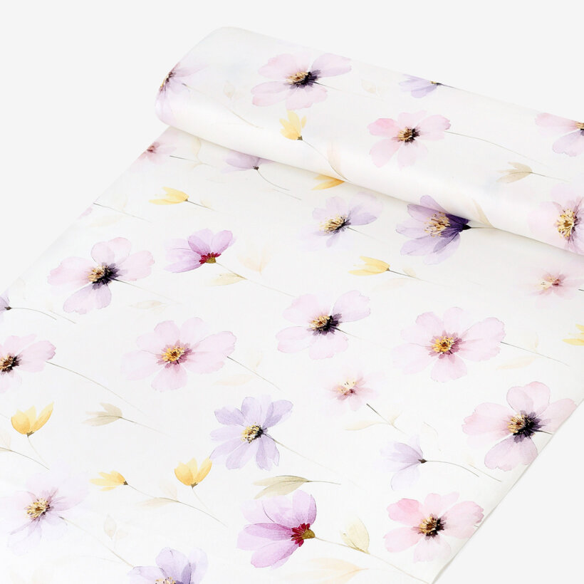 Mako-Satin - Lila Blüten