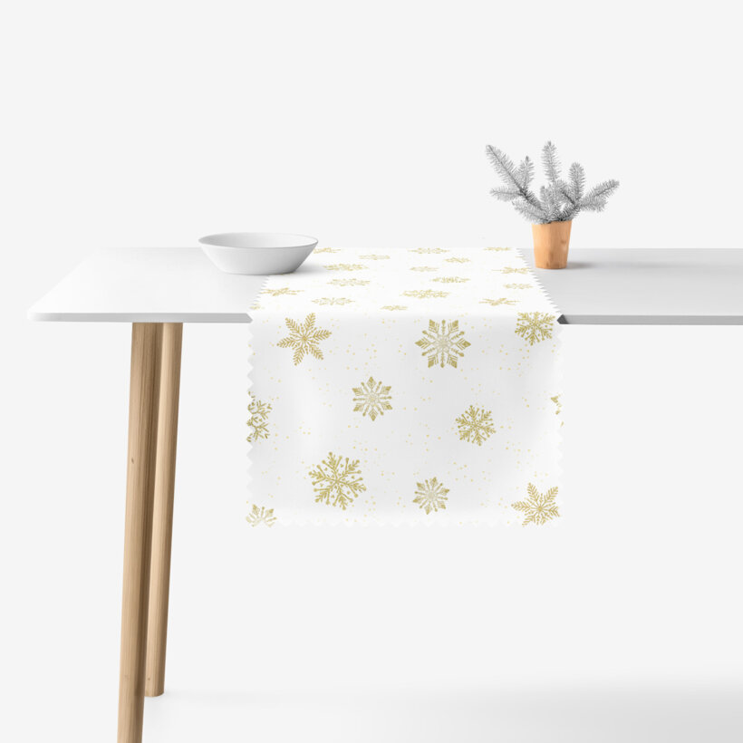 Weihnachtlicher Teflon-Tischläufer - Goldene Schneeflocken