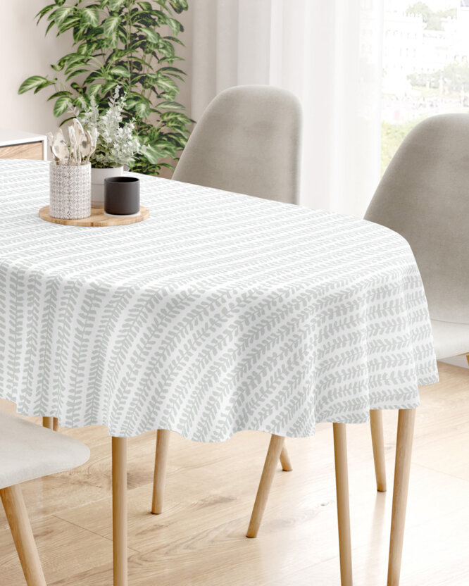 Ovale Tischdecke aus 100% Baumwolle - Skandinavische Blätter