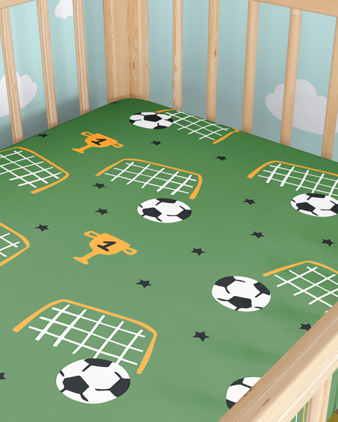 Spannbetttuch aus Baumwolle für Babybetten - Fußballwelt
