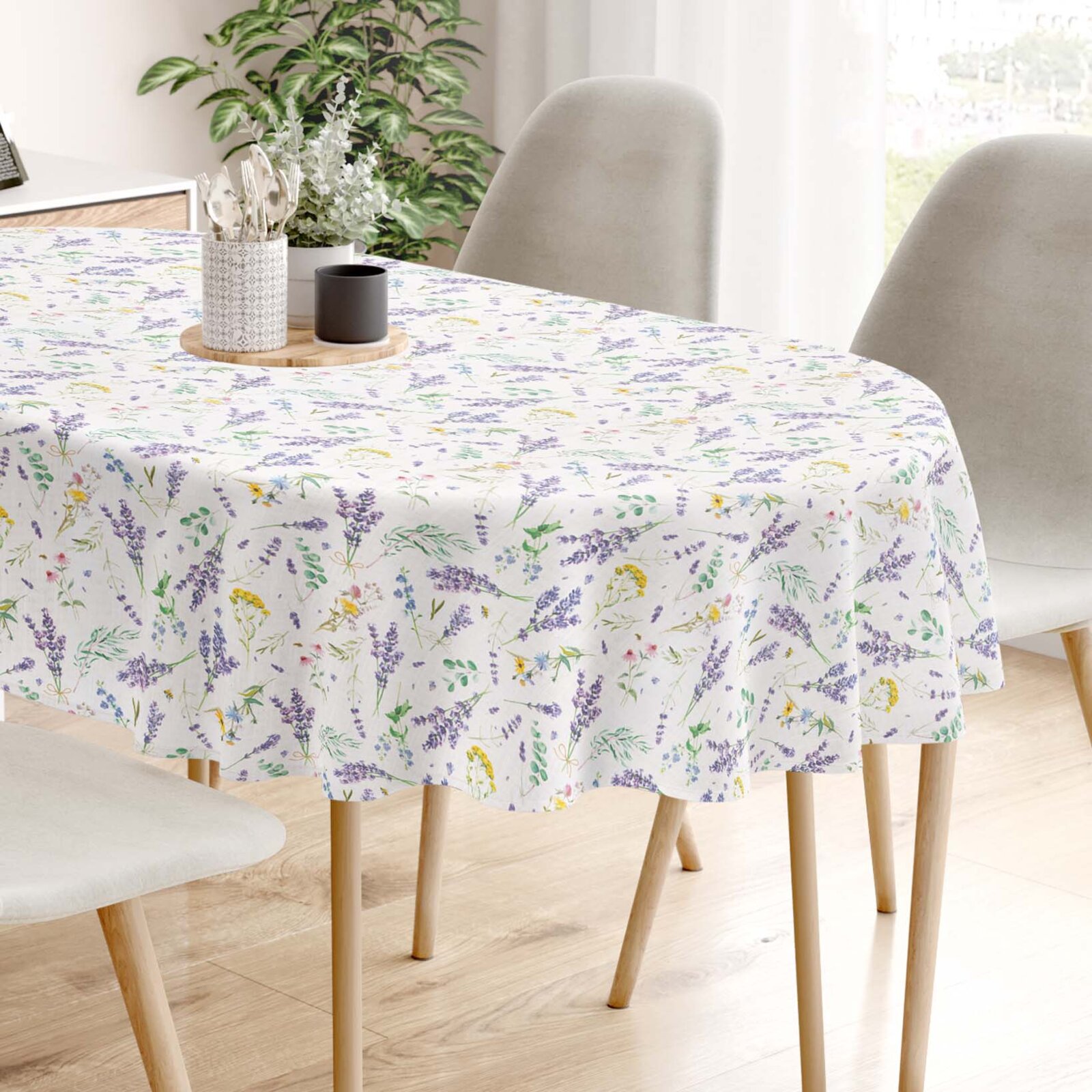 Ovale Tischdecke Valencia - Lavendelgarten