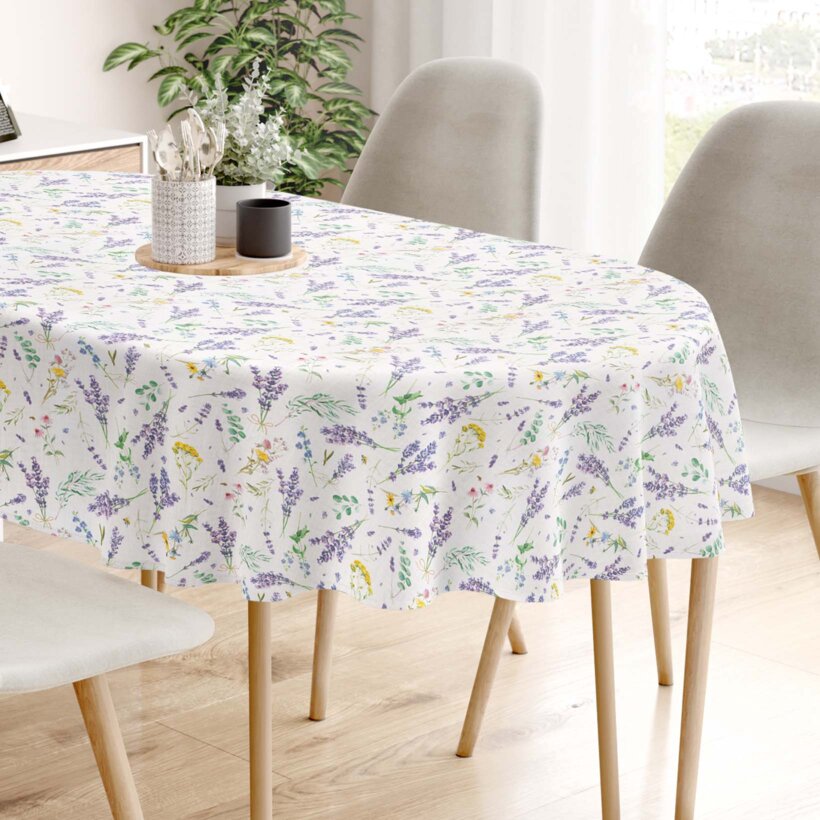 Ovale Tischdecke Valencia - Lavendelgarten
