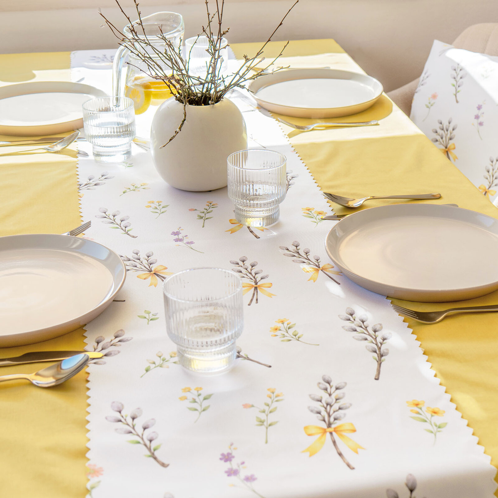 Frühlings-Teflon-Tischläufer - Weidenkätzchen