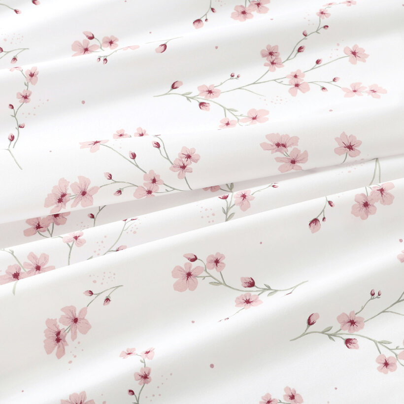Runde Tischdecke 100% Baumwolle - Blühende Sakura-Kirschbäume