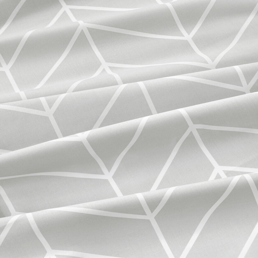 Baumwollstoff - Weißer Zickzack auf Grau