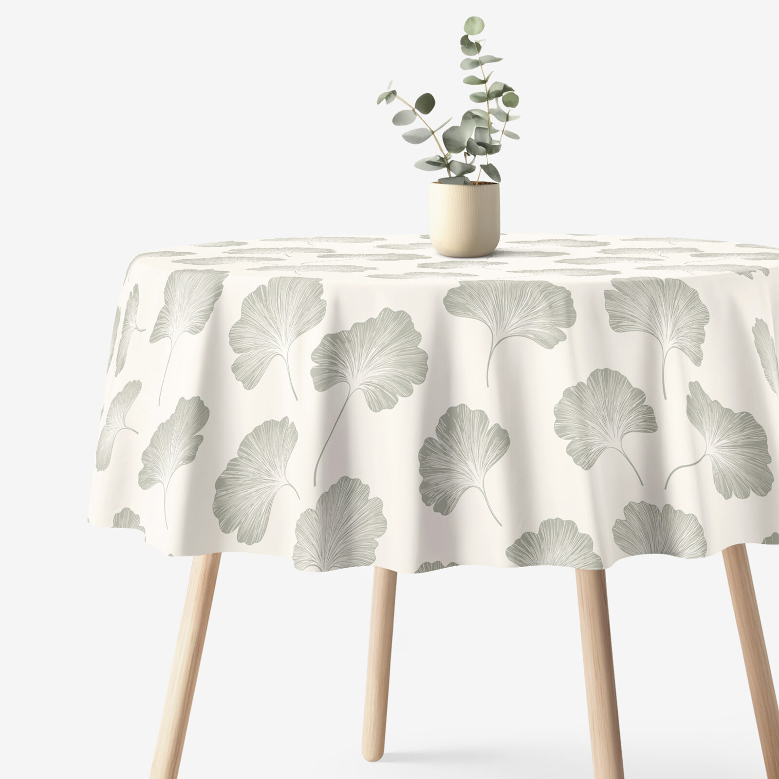 Runde Tischdecke 100% Baumwolle - Ginkgoblätter