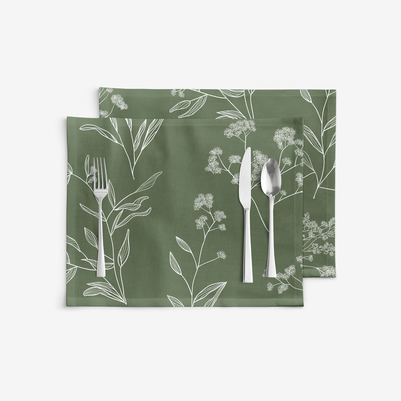 Tischset 100% Baumwolle - Kräuterblätter - 2 Stück