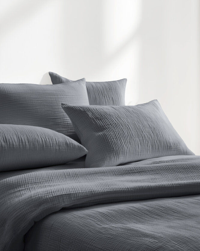 Musselin-Bettwäsche – anthrazit