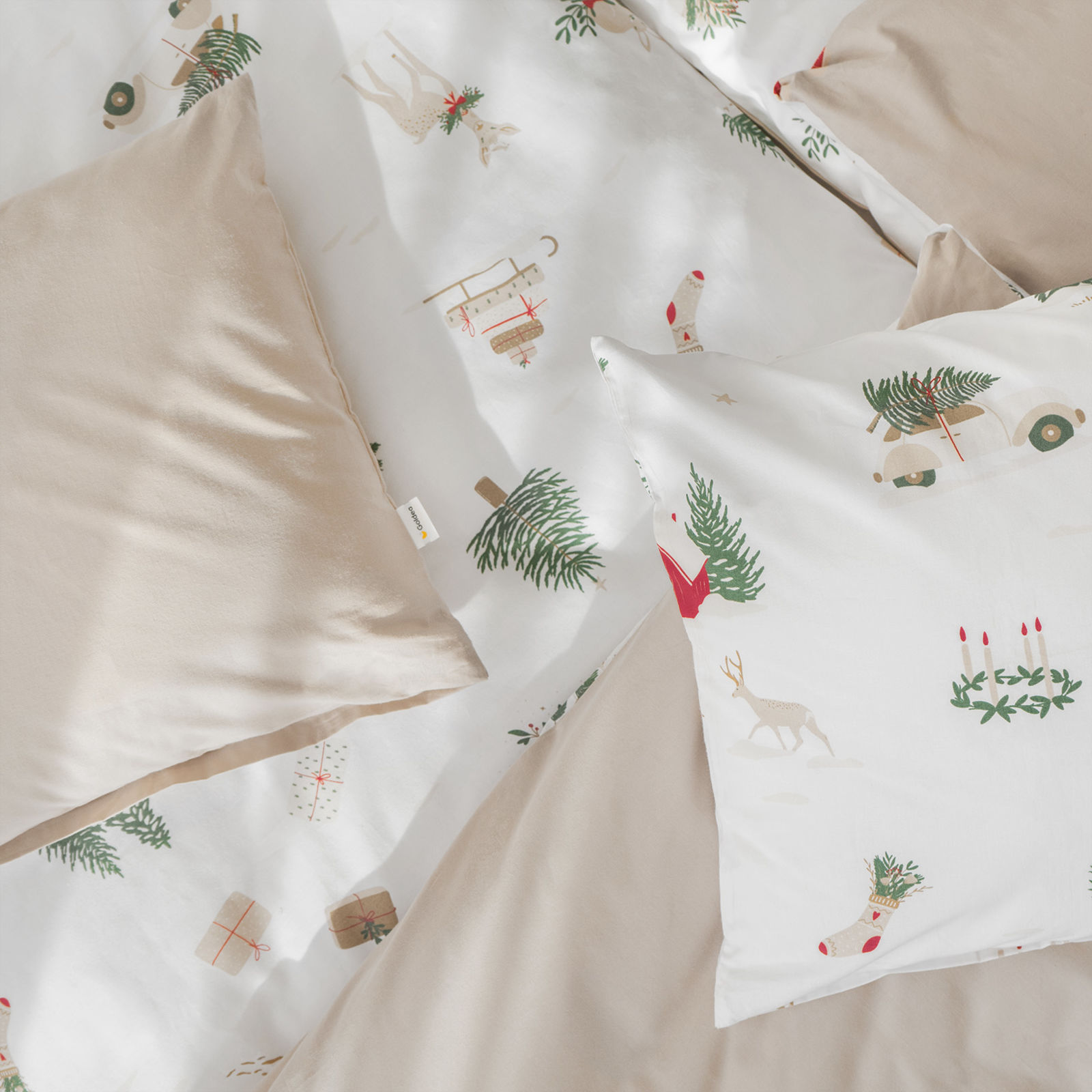 Bettwäsche aus Baumwolle Duo - Traditionelle Weihnachten mit latte
