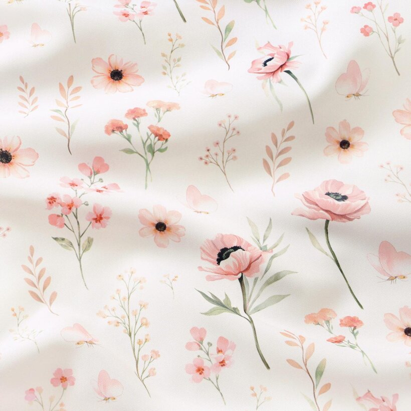 Teflonstoff für Tischdecken - Rosa Blümchen